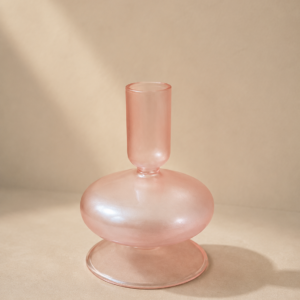 Glazen kandelaar – roze